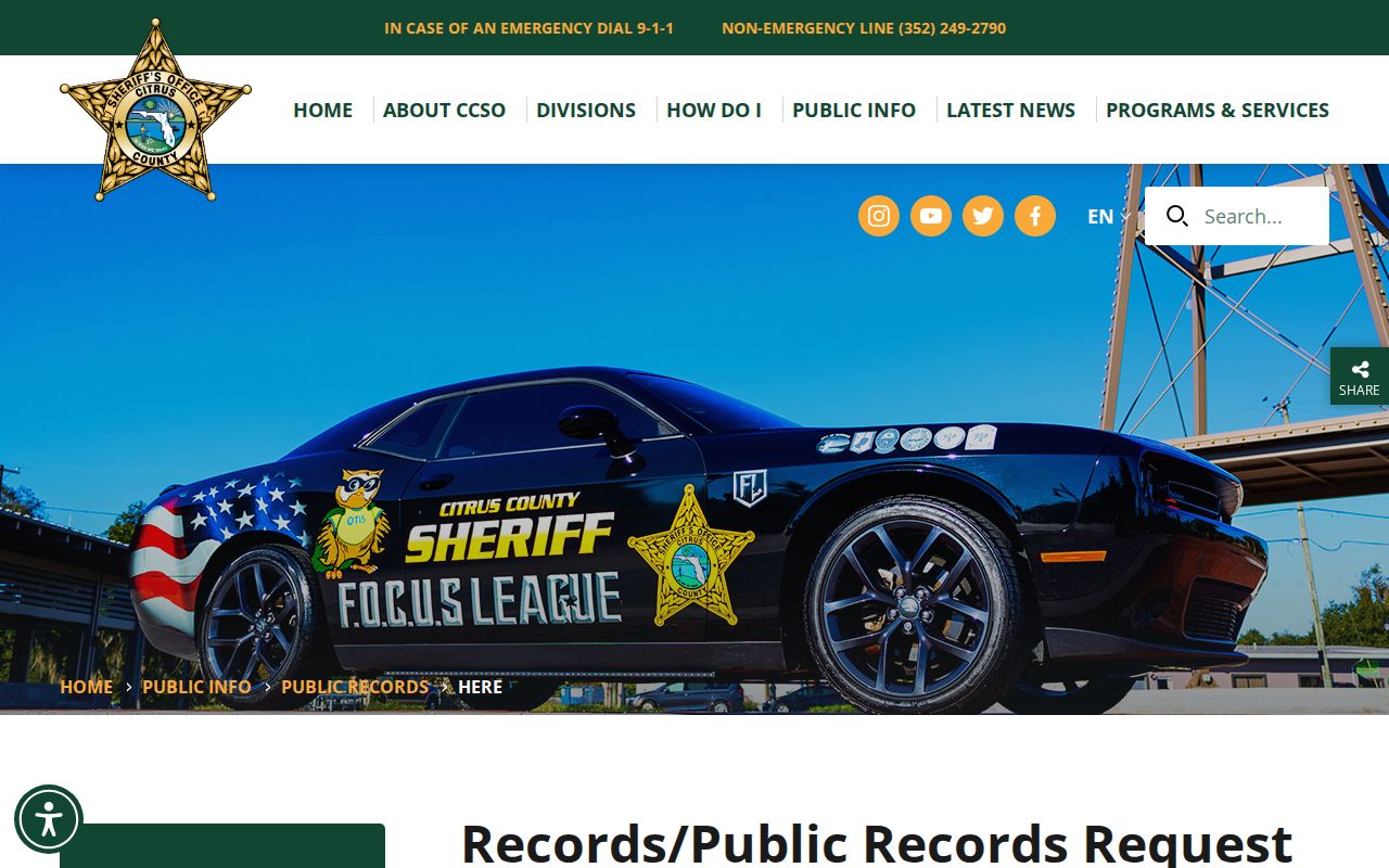 Citrus County Sheriff's Office public records request form