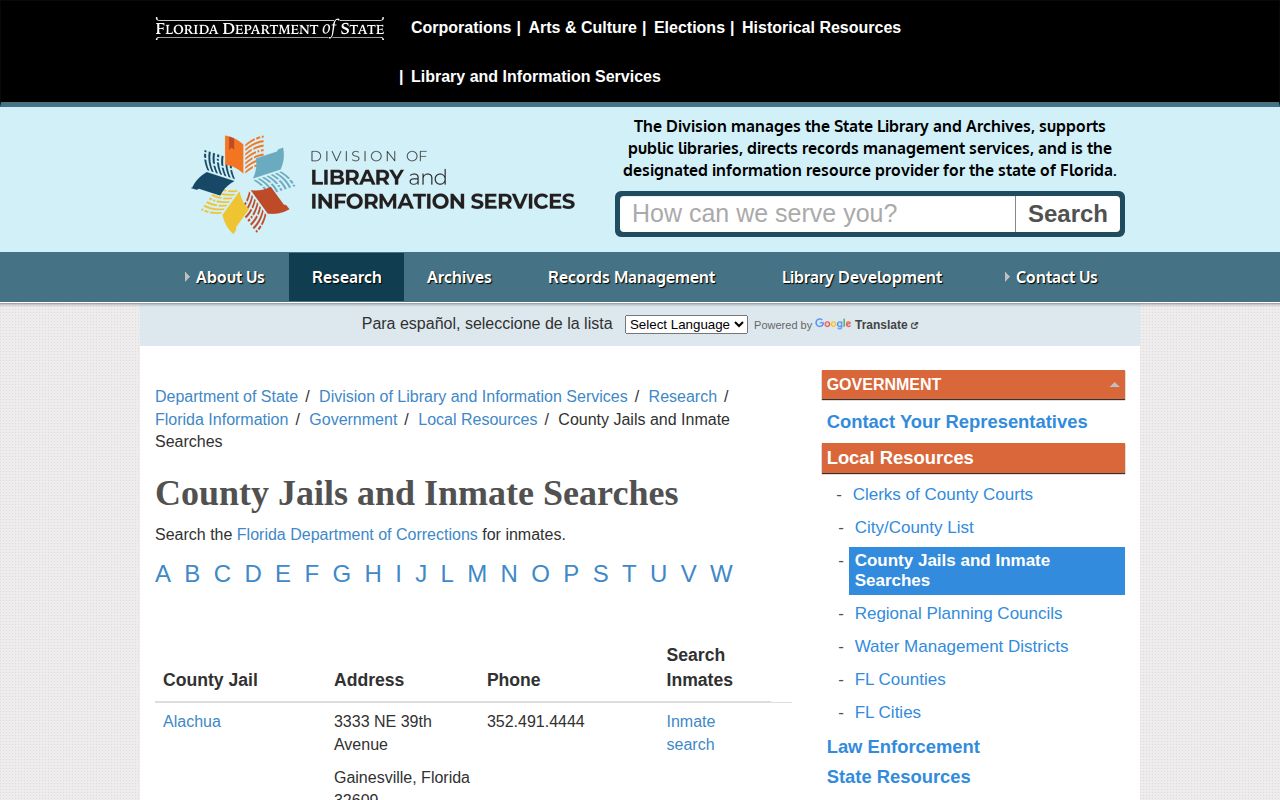 Florida county jails and inmate searches directory