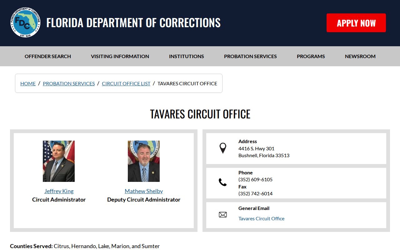 Citrus County post-release supervision Office 053 listing